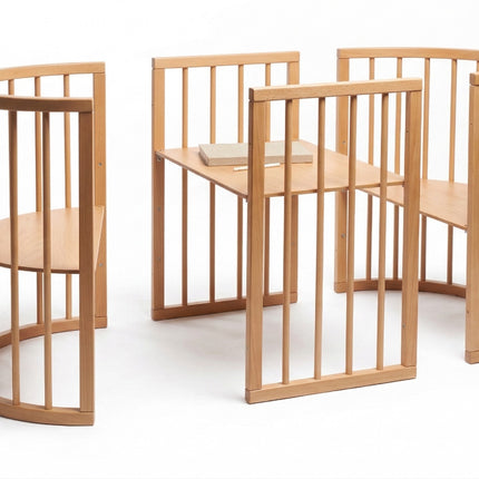 Round Baby Crib OLIN with Mattress - Natural
