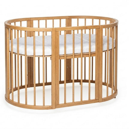 Round Baby Crib OLIN with Mattress - Natural