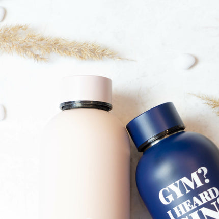 Water Bottle / Thermos - Gym? I Heard Gin! - Dark Blue, 500 ml, Stainless Steel