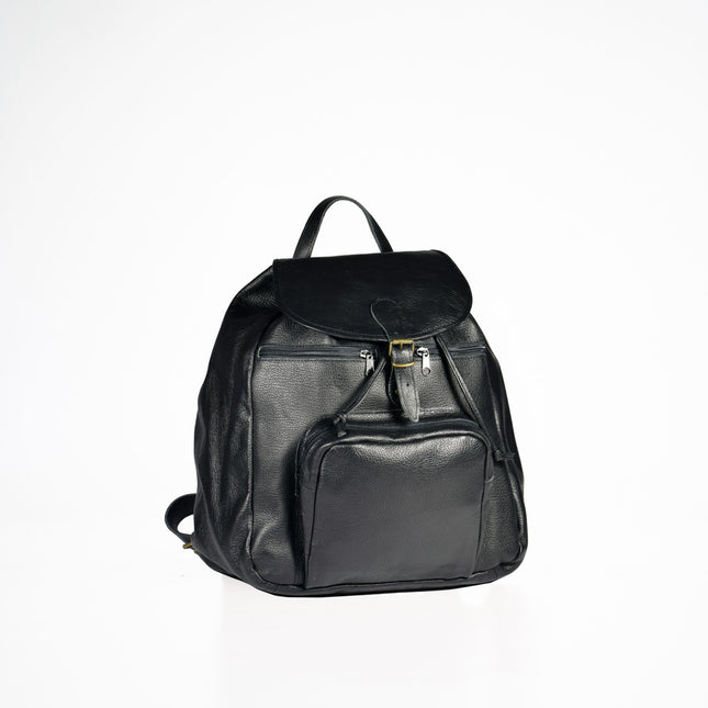 Handmade Leather Backpack 95-38 - Black