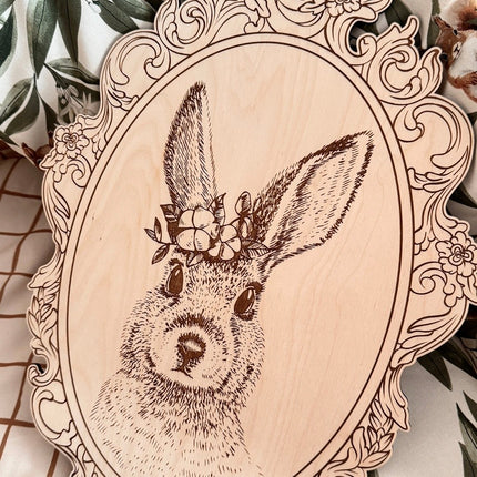Set of 4 Engraved Forest Animals Pictures with Retro Frame