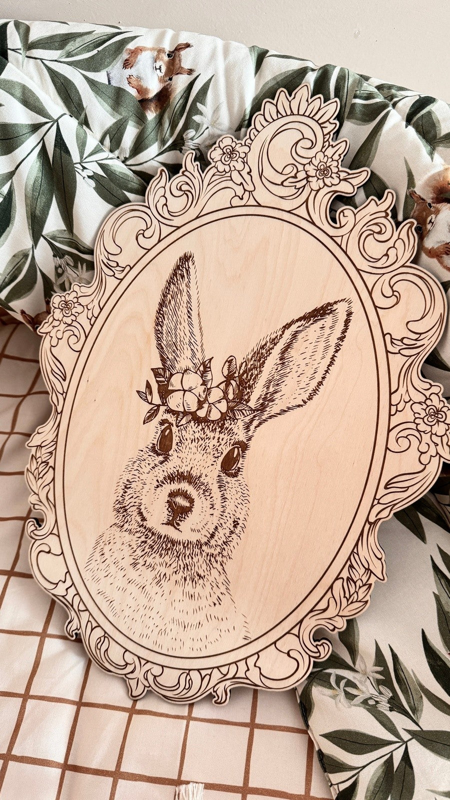 Set of 4 Engraved Forest Animals Pictures with Retro Frame