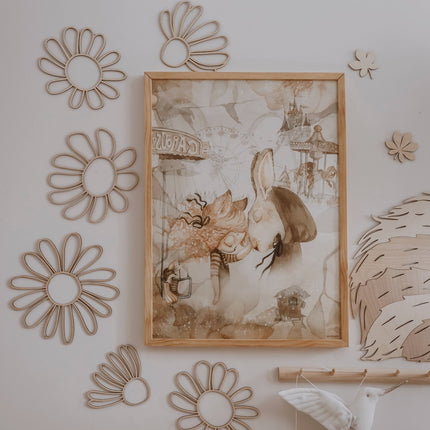 Set of 6 Wooden Flowers Wall Decoration - Daisies