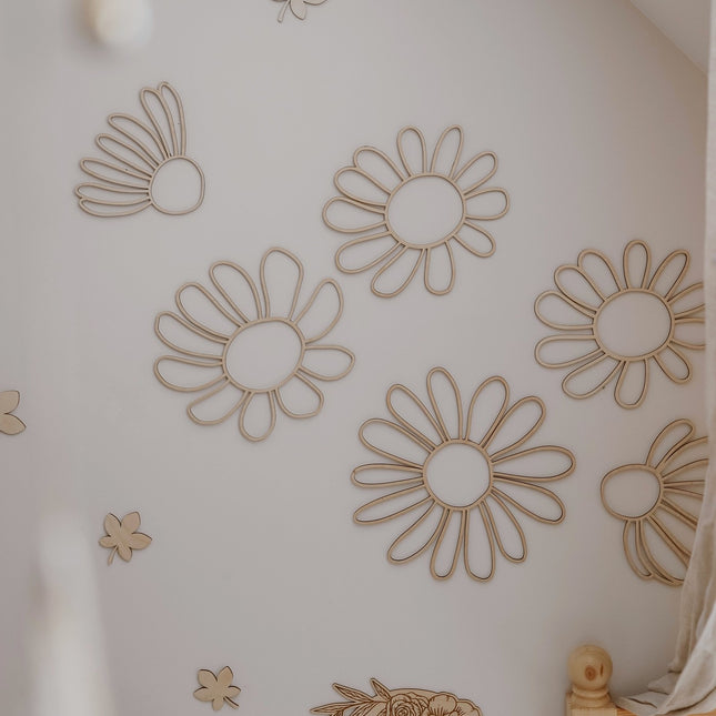 Set of 6 Wooden Flowers Wall Decoration - Daisies