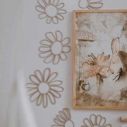 Set of 6 Wooden Flowers Wall Decoration - Daisies