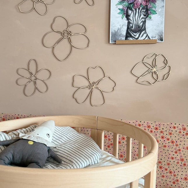 Set of 6 Wooden Flowers Wall Decoration - Wildflowers