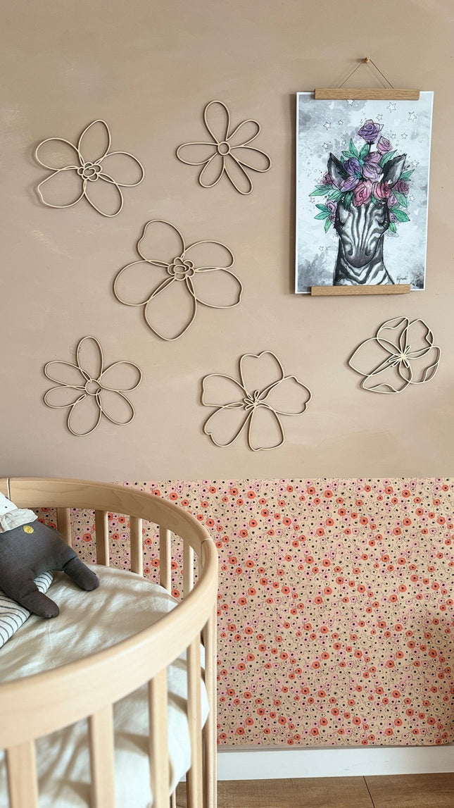 Set of 6 Wooden Flowers Wall Decoration - Wildflowers