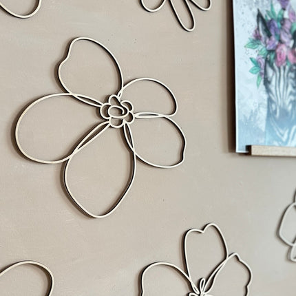 Set of 6 Wooden Flowers Wall Decoration - Wildflowers