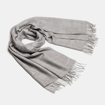 Natural Baby Alpaca Maxi-Scarf with Fringes