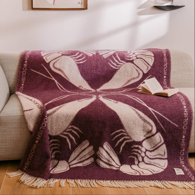Shrimp love wool throw