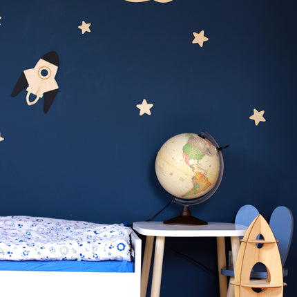 Wooden Wall Decoration - Moon, Saturn, Rocket & 10 Stars