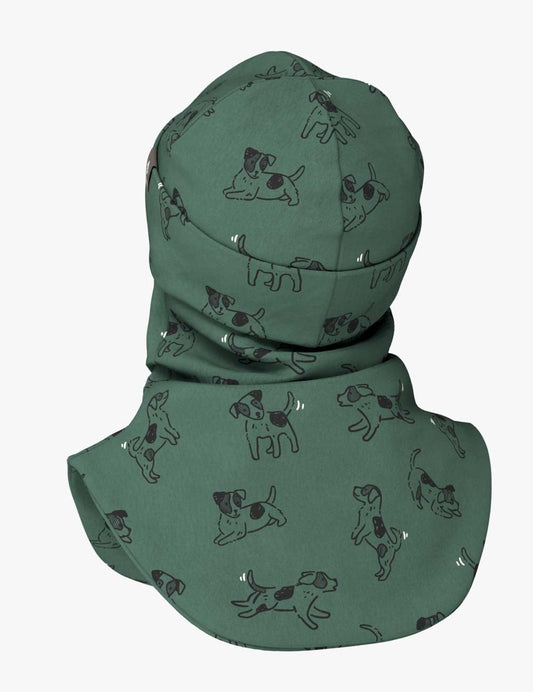 Spring-Fall Kids Balaclava BREDEN - Green Dogs