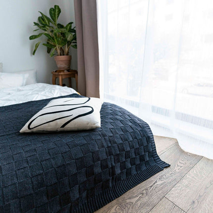 Square merino throw - Charcoal grey