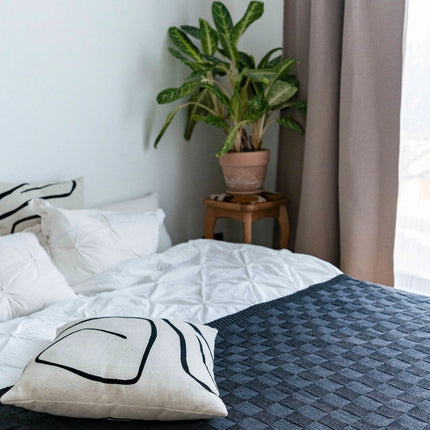 Square merino throw - Charcoal grey