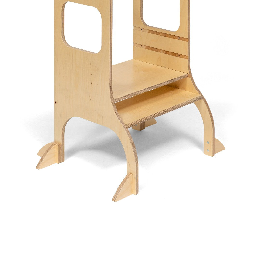STEP UP Adjustable Height Helper Tower With Support Legs - Natural Wood