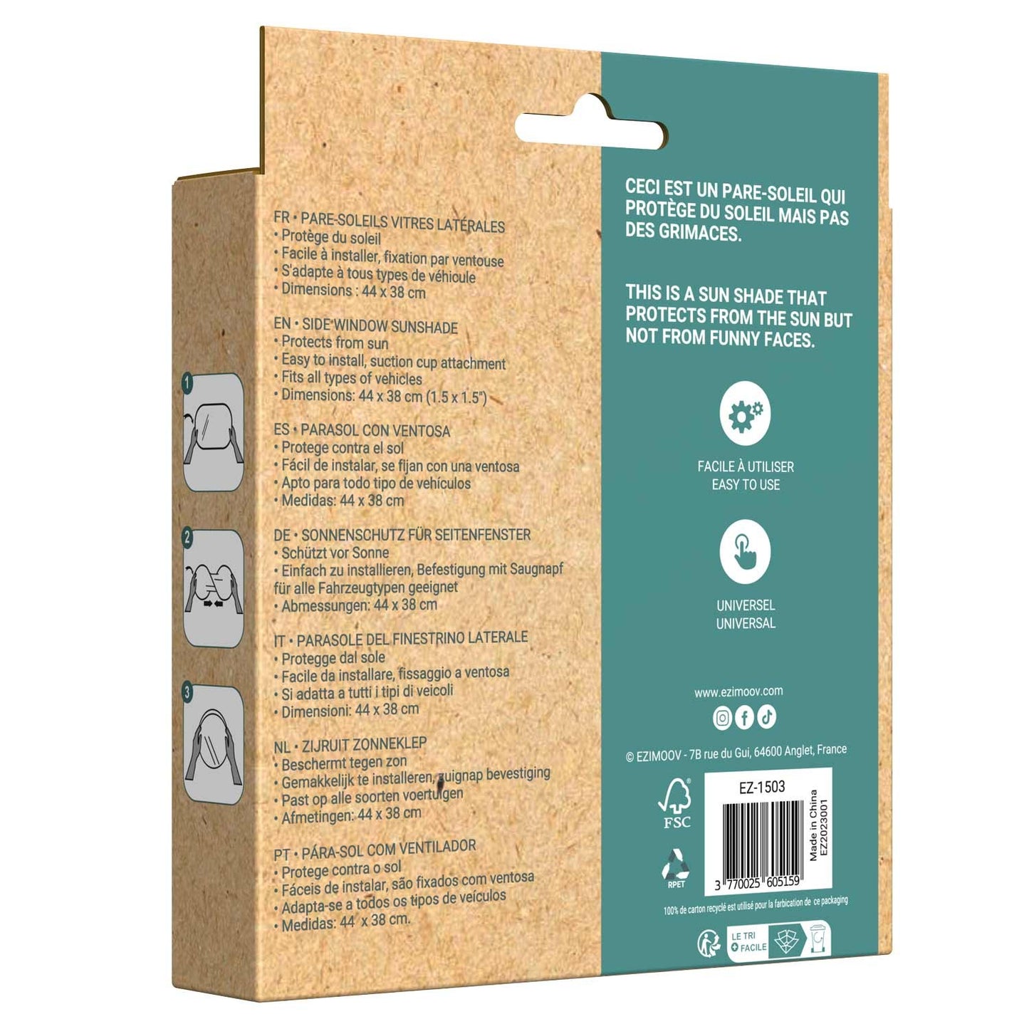 Sun Shade Suction Cup Window x2