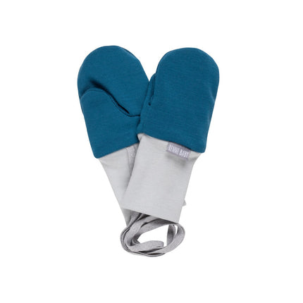 Teal Blue Merino Wool Baby Mittens with Thumb