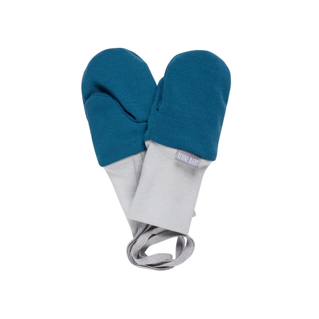 Teal Blue Merino Wool Baby Mittens with Thumb