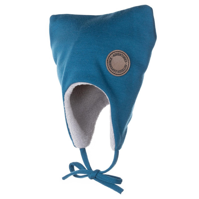 Teal Blue Merino Wool Tie-Up Baby Hat