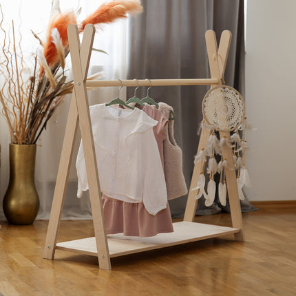 Tipi Clothing Rack For Children - Large Natural Wood