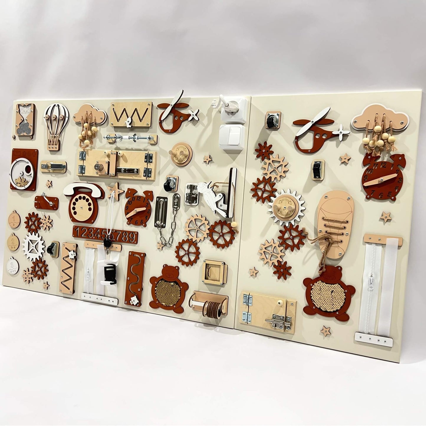 Two-piece wall activity panel (60×80 + 60×39 cm)