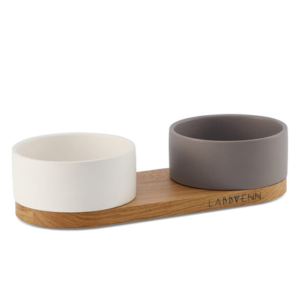 Vuku Ceramic Double Buffet - White & Cocoa 