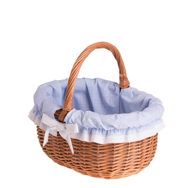 Werburga Shopping Basket With Wicker Handle And Blue Trim