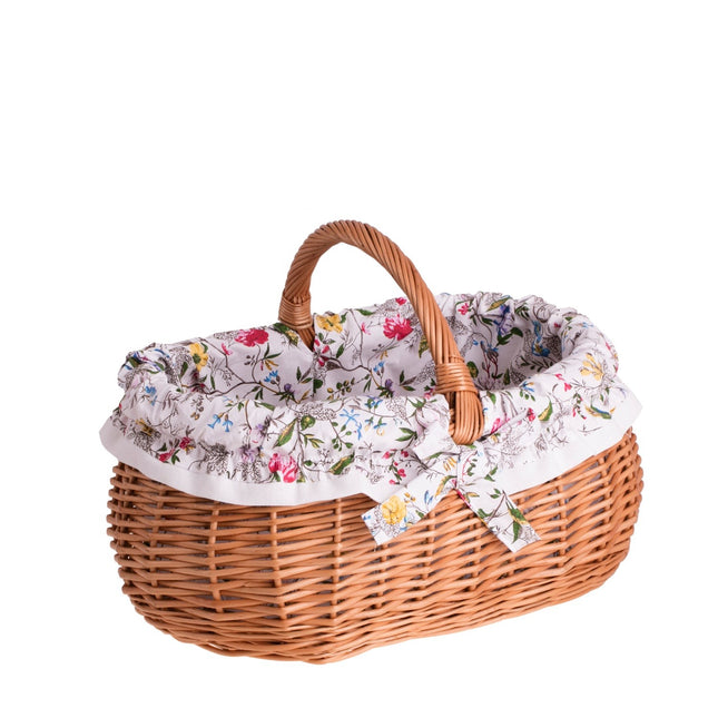 Wendissa Shopping Basket With Wicker Handle And Floral Lining