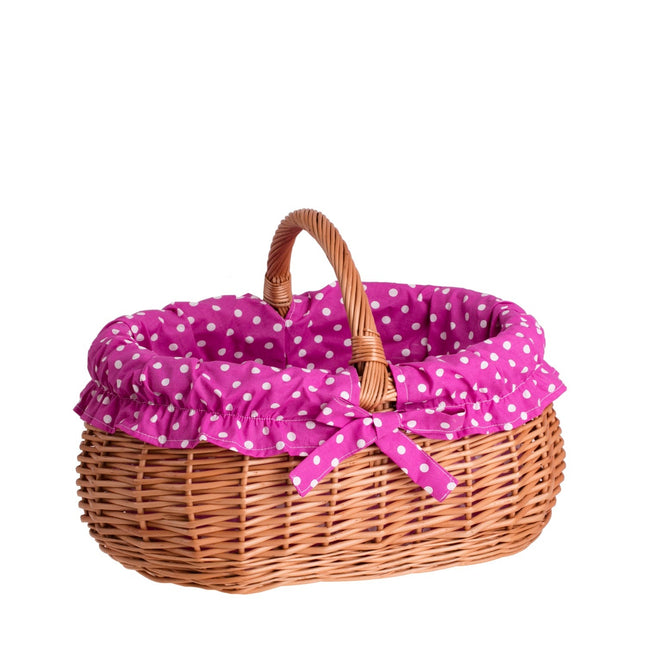 Wendissa Shopping Basket With Wicker Handle And Pink Lining