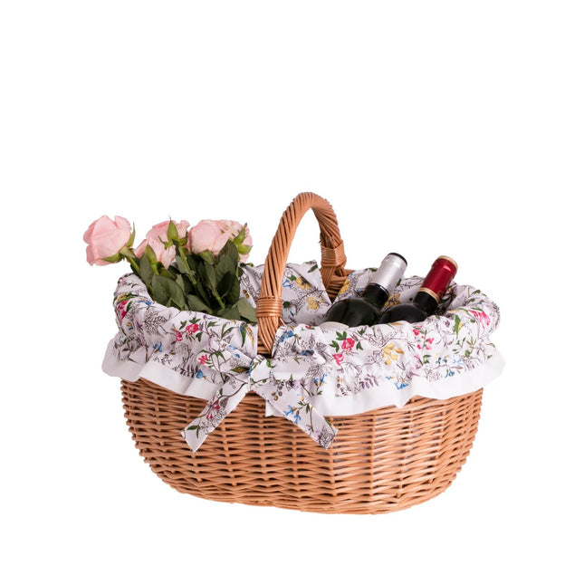 Werburga Shopping Basket With Wicker Handle And White Trim