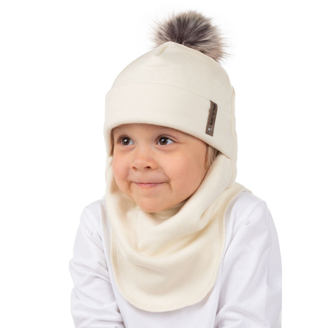 White Merino Wool Pom-Pom Balaclava