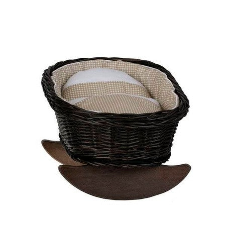 Wicker Rocking Cradle Mimi Dark - Beige Bedding