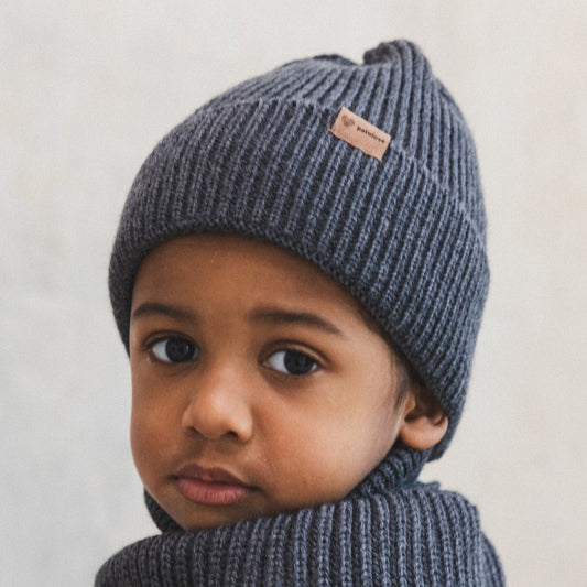Winter Merino Wool Hat for Kids - Graphite