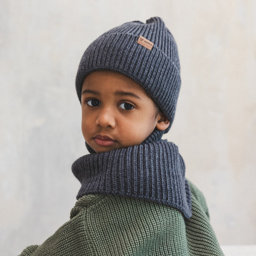 Winter Merino Wool Hat for Kids - Graphite