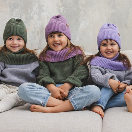 Winter Merino Wool Hat for Kids - Lilac