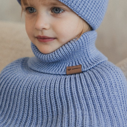 Winter Merino Wool Tube Scarf for Kids - Sky Blue