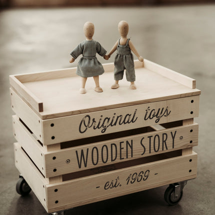 Wooden Walnut Doll with Dress