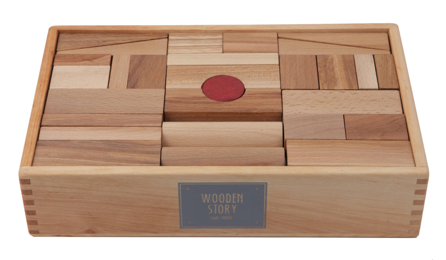 Wooden Blocks in a Box – Natural, 63 pieces