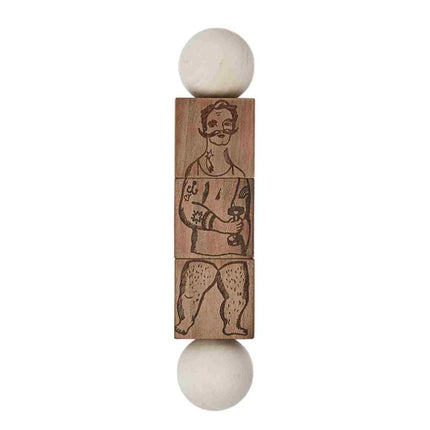 Commedia Dell'Arte Wooden Spinning Puzzle - Natural